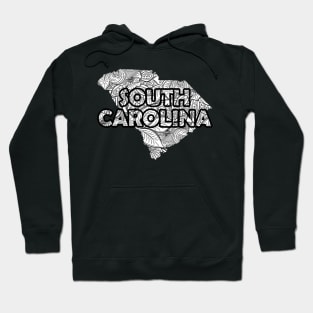 Mandala art map of South Carolina with text in white Hoodie